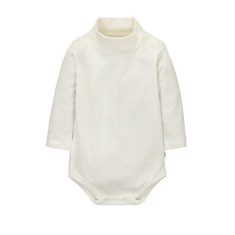 CuteOn Baby Boys Girls Solid Color Basic Turtleneck Cotton Bodysuit Jumpsuit Beige 12 Months - Image 1